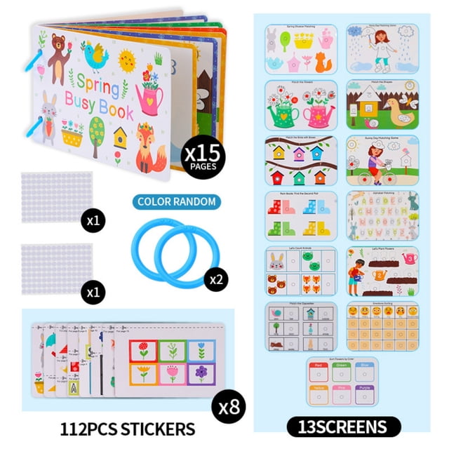 Busy Book for Kids with Tear-and-Paste Activities, Flip-Through Book for Early Learning Seasons