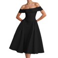 thumbnail image 1 of Robe Dos Nu Aguichant pour Femmes - Col en V Profond, Manches à Volants, Design à Nouer, Robe de Soirée Unie, 1 of 4
