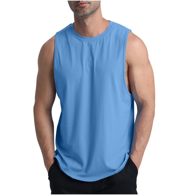 Timegard Workout Top for Women Crewneck Solid Color Sleeveless Basic Tee Breathable Athletic Shirts Top