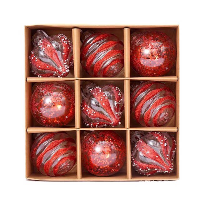 Maoww 9pieces Durable Christmas Decorations Tree Ornaments For Holiday Cheer Adding Festive Atmosphere Red