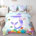 thumbnail image 1 of Little Mermaid Ensemble de Douillette 7 Pcs Lit Tout-en-un Simple, Ensembles de Literie Poissons de l'Océan Ensemble de Draps Animaux Marins de Rêve avec Douillette, 1 of 5