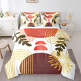 thumbnail image 1 of Ensemble de Literie Boho Mi-Siècle Tout-en-un pour Grand Lit, Ensemble de Couette 7 Pcs, Ensembles de Literie Géométriques Abstraits, Ensemble de Draps Art Linéaire Géométrie Moderne Minimaliste et Simpliste, Déco de Chambre à Rayures Ombrées Circulaires, Rouge Brun, 1 of 1