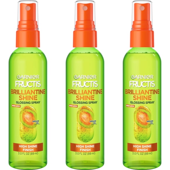 Garnier Fructis Style Brilliantine Shine Glossing Spray for High Shine Finish Argan Oil 3 Fl Oz 3 Count (Packaging May Vary)