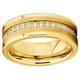 thumbnail image 3 of Men's Goldtone Tungsten Ring Wedding Band Cubic Zirconia Comfort-Fit 8MM, 3 of 5