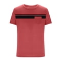 thumbnail image 3 of Men Oversized T Shirts Casual Loose Short Sleeve Crew Neck Tee Shirt Striped Color Block Tops with Pocket, 3 of 4