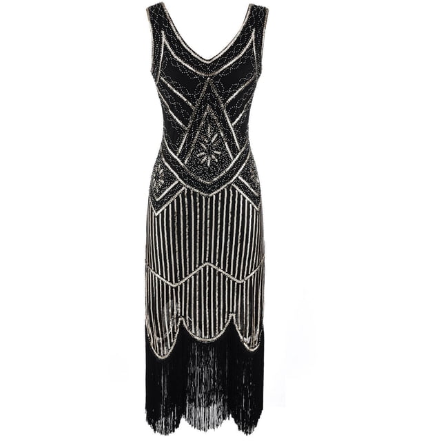 Plus Size Vintage 1920s Flapper Tassel Great Evening Party Cocktail Dress