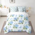 thumbnail image 2 of YST 7-Piece Butterfly and Hydrangea Blossoms Bedding Set, King Size, Green Leaves, 2 of 4