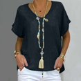 thumbnail image 2 of Baberdicy 2025 Hauts pour Femmes - Blouses Tuniques à Manches Courtes à Col en V Style Bureau Décontracté Noir TTG, 2 of 3