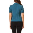 thumbnail image 3 of INSPIRE CHIC Women's Collared Top Peter Pan Collar Short Sleeve Button Front Shirt Lake Blue M, 3 of 5