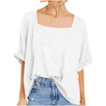 thumbnail image 1 of Timegard Womens Tops Square Neck Short Sleeve Comfy Casual Loose Top Basic T Shirt Oversized Blouse, 1 of 7