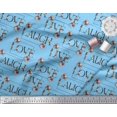 thumbnail image 3 of Soimoi Blue Cotton Poplin Fabric Floral Love Text Print Fabric by Yard 58 Inch Wide, 3 of 5