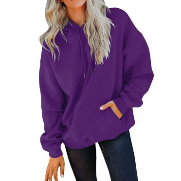 Baberdicy Sweatshirt for Women Women's Casual Pocket Hoodie Long Sleeve Fashion Rope Pullover Hoodie Top Men's Fashion Hoodies & Sweatshirts Purple L