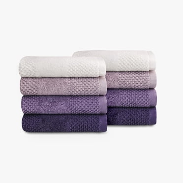 Mainstays Kids 8pk Washcloth, Soft & Durable, 100% Cotton, Purple