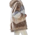 thumbnail image 3 of FOCUSNORM Women Contrast Color Hooded Coat Long Sleeve Zip-up Plush Tops, 3 of 4