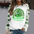 thumbnail image 2 of Pompotops Femmes St. Patrick'S Day Mode Imprimé en Vrac Manches Longues Chemisier Col Rond Casual Pull Tops Pullshirt Dégagement, 2 of 5