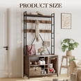 thumbnail image 2 of AKDSteel Hall Tree with Bench and Coat Rack, 36.41" Entryway Shoe Bench with 17 Hooks, Drawers and Top Shelf, 5-in-1 Freestanding Storage Organizer for Entryway, Mudroom, 2 of 7