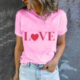 thumbnail image 4 of Diufon Hauts de la Saint-Valentin pour Femmes Décontractés Tendance T-Shirt à Manches Courtes Col Ras du Cou Mignon à Imprimé Graphique Chandail Blouse, 4 of 5