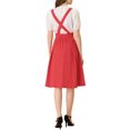 thumbnail image 3 of Unique Bargains Jupe Midi Plissée à Bretelles Rétro à Taille Élastique pour Femme Rouge P, 3 of 6
