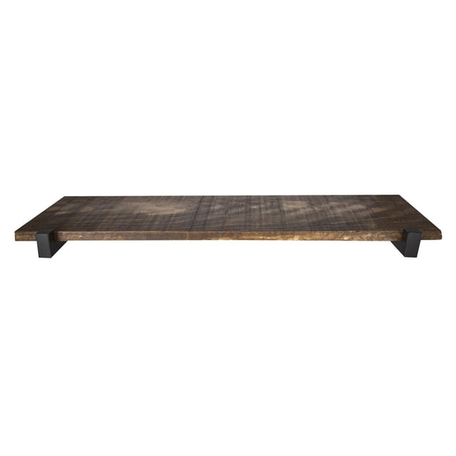 Hometrends Étagère Rustique avec Supports en Métal, Étagère Murale Rustique en Bois Teinté de 25 Pouces avec Deux Supports en Métal Noirs, Idéale pour la Déco de Ferme Ou Industrielle, Convient pour Organiser les Salons, les Cuisines Ou les Entrées.
