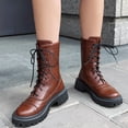 thumbnail image 1 of zhenglin Bottines à Lacets pour Femmes à Talon Bas Bout Rond - Bottillons Décontractés Style Britannique Audacieux pour l'Automne et l'Hiver, Design Tendance Chic Polyvalent avec Esthétique Douce et Cool, 1 of 8