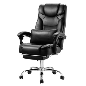 VEVOR Chaise exécutive chaise de bureau haute avec repose-pieds Lombar Oreiller noir