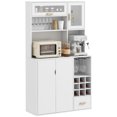 thumbnail image 1 of HOMCOM Hutch de Cuisine avec Rangement pour Vin Micro-Ondes Comptoir Tiroir Blanc, 1 of 10