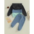 thumbnail image 4 of Faithtur Toddler Boy Autumn Clothes Contrast Color Patchwork Long Sleeve Hoodies Solid Color Pants 2Pcs Outfit, 4 of 9