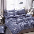 thumbnail image 4 of TopLLC 4 Pcs Cotton Bed Sheet Set, Queen Size Geometric Pattern Flat Sheet with Duvet Cover and 2 Pillowcases, Soft Breathable Fade Resistant Double Brushed Microfiber Bedding Sheets for All Season, 4 of 9