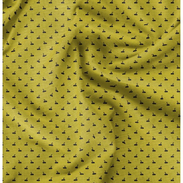 Soimoi Rayon Fabric Swan Bird Print Sewing Fabric Yard 42 Inch Wide