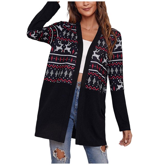 Cardigan à Manches Longues pour Femmes Tombant Cardigan Ouvert devant avec Poches Casual Duster Pull Cardigan Léger