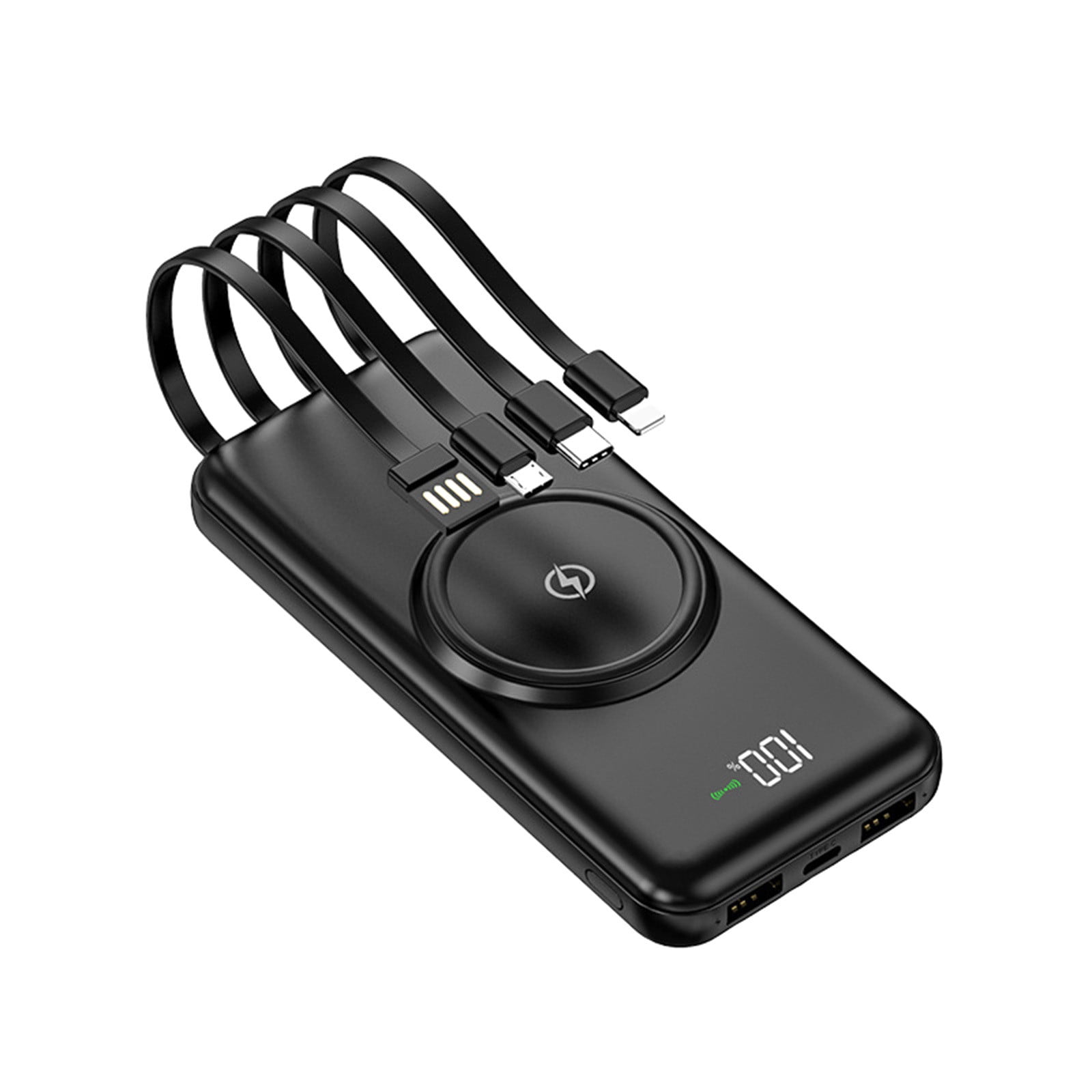 Edgergery Portable Power Bank 20000mAh Wireless Portable Charger With Built-in AC Plug 4 Outputs USB-C USB-A And LCD Display