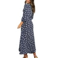 thumbnail image 3 of Women Maxi Dress Button Down Floral Print V Neck Dress, 3 of 5