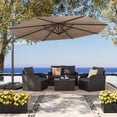 thumbnail image 1 of CorLiving 11.5ft Deluxe Tilting and Rotating Offset Patio Umbrella with Aluminum Frame and Durable Canopy, Brown, 1 of 11