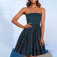 thumbnail image 2 of Pompotops Robe Sans Bretelles à Bande Élastique Style Bohème pour Femme Robes Robe Sans Manches à Imprimé Floral, 2 of 8