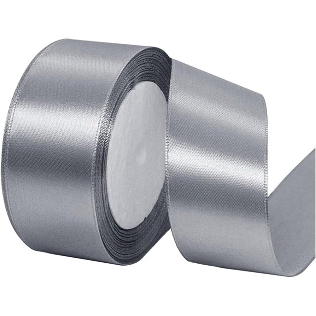 ORUYROP 1-1/2 Inch Wide Double Face Satin Ribbon-25 Yards,Gift Bag Decoration Wedding Chair Back Handmade Bow (Silver Gray)