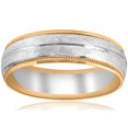 thumbnail image 1 of 14k Yellow & White Gold Two Tone 6mm Facet Cut Wedding Band Mens Ring, 1 of 3
