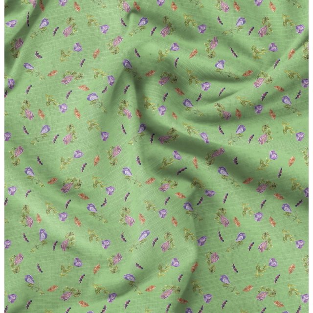 Soimoi Green Poly Georgette Fabric Leaf Floral Print Fabric by the Yard 42 Inch Wide
