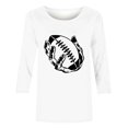 thumbnail image 4 of QATAINLAV T-Shirts Graphiques de Rugby pour Femmes Jour de Match 2025 Été Manches 3/4 Hauts Coupe Ample Décontractés Col Rond Blouses Tenues de Vacances Soldes pour Aujourd'hui sur Walmart Blanc TG, 4 of 5