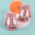thumbnail image 4 of MesaSe 1 Pair Gloves Cartoon Rabbit Decor Knitted Soft Finger Hat Cover Touch Screen Color Matching Thickened Cold-proof Knitted Anti-slip Cycling Mittens, 4 of 10