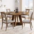 thumbnail image 4 of Farmhouse Dining Table, 47 Inch Round Kitchen Table for 4, Industrial Dinner Table with Wooden Top and Metal Base for Home Dining Room or Living Room（No Chairs）, 4 of 8