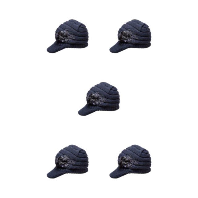 kurtrusly Ears Warm And Stylish Knitted Wool Cap For Cold Weather Acrylic Fiber Matreial dark grey 5Set