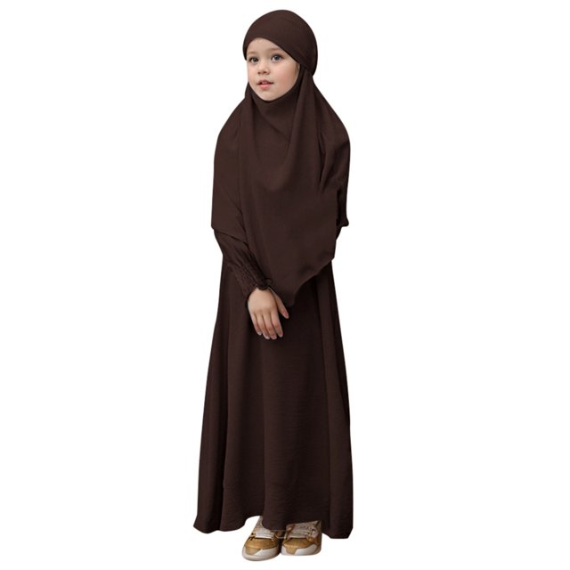FhsagQ Robes pour Filles Filles Robe à Col Rond à Volants de Couleur Unie avec Motif à Volants Fille Robes de Printemps Taille 10-12 à Moins de 10 Printemps Filles Été le 7 Juillet Robes Taille 6 Brun 3-4 Ans