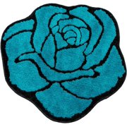Cute Rose Bathroom Rugs Mat Blue Flower Bath Rug Fluffy Soft Superfine Floral Shaped Bathtub Rug Non Slip Bath Mat Machine Wash Plush Shower Rug for Bathroom Tub Toilet 23.6x25.5in