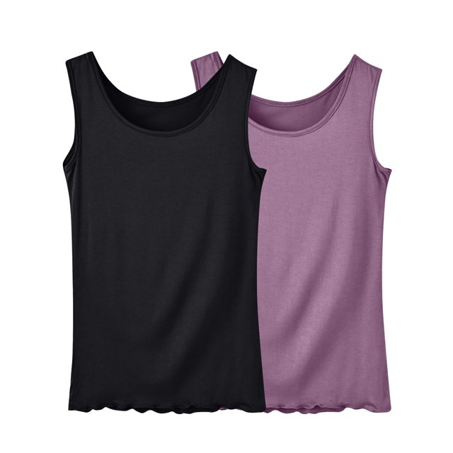 Lmnyox Débardeurs pour Femmes, Lot de 2, T-Shirts Basiques Sans Manches, Doux et Confortables, d'Été, Col Rond, Chemises Unies, Grande Taille