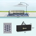 thumbnail image 5 of Outdoor Patio Rug, Large Camping Carpet with Carrying Bag, 9' x 12' Waterproof Plastic Straw, Reversible, Blue & White Rhombus Border, 5 of 5