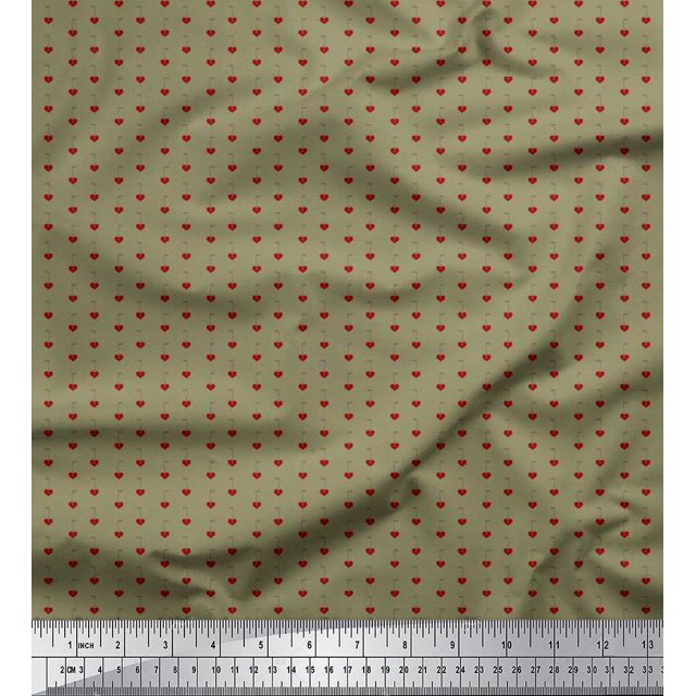 Soimoi Rayon Fabric Heart Shirting Decor Fabric Printed Yard 42 Inch Wide