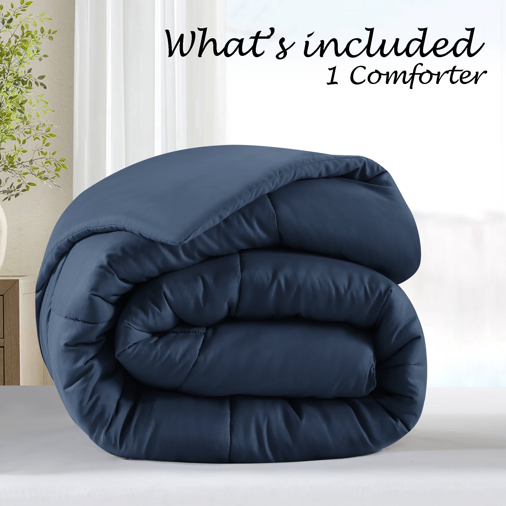 Swift Home Couette de Substitution au Duvet Basic, Toutes Saisons Hypoallergénique et Confortable, Queen, Bleu marine