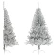 thumbnail image 1 of vidaXL Artificial Half Christmas Tree with Stand Silver 150 cm PET, 1 of 5