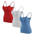 thumbnail image 1 of Timegard Camisoles pour Femmes 3 Pcs avec Soutien-Gorge Intégré Col Rond Bretelles Spaghetti Ajustées Douces Maillots de Corps Décontractés Hauts de Pyjama, 1 of 5