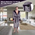 thumbnail image 3 of Mens Plush Robe with Slipper Set - BOSS - Men Bathrobe Collection - Lifetime Durable, Curated Hotel Spa Robe with Hood & Pockets - Anti-Slip Belt - Breathable Yet Warm - Won’t Pill, Tear or Darken, 3 of 5